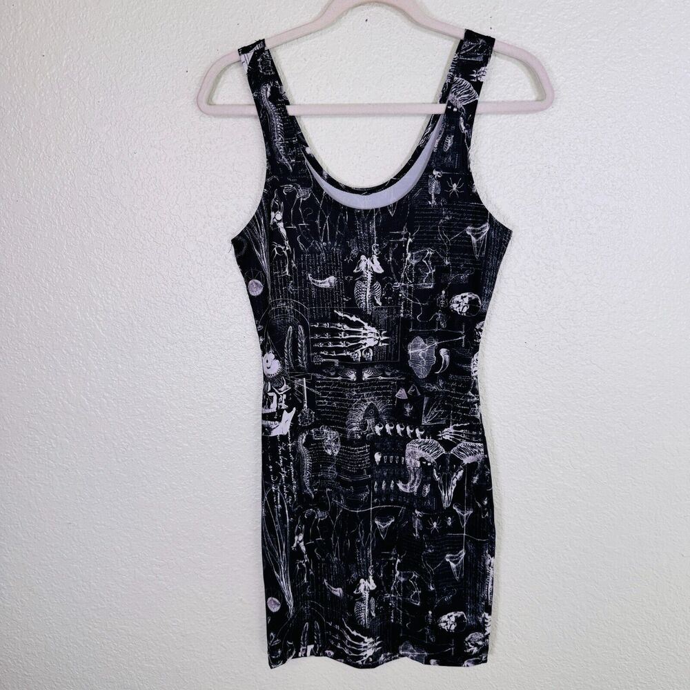 Affliction Dress Women Small Skeleton Bones Print Iggy Punk Tank Halloween NEW